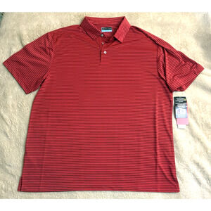 PGA Tour Men's Polo Golf Shirt Short Sleeve Red Black Straps Size XL
